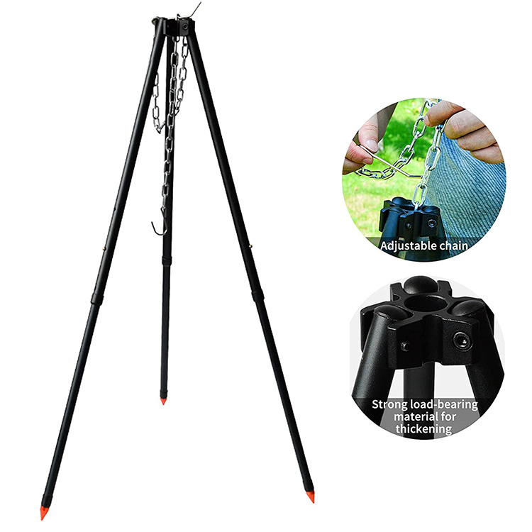 Features and considerations regarding camping cooking tripods